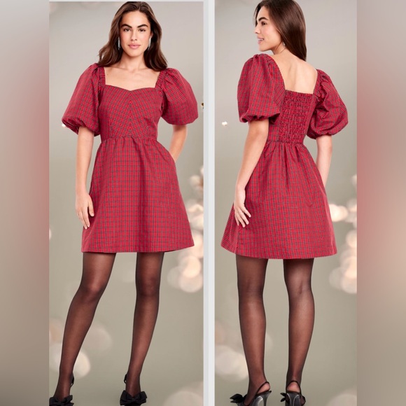 NWT Elegant Red Plaid Dress - Picture 3 of 16